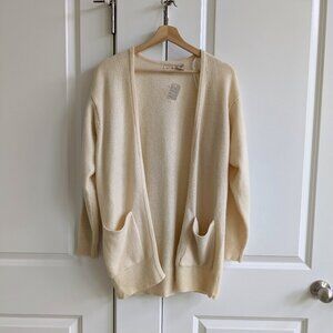 NWT Vintage Liz Clairborne Lambswool Cardigan S Cream Knit Open Front Sweater